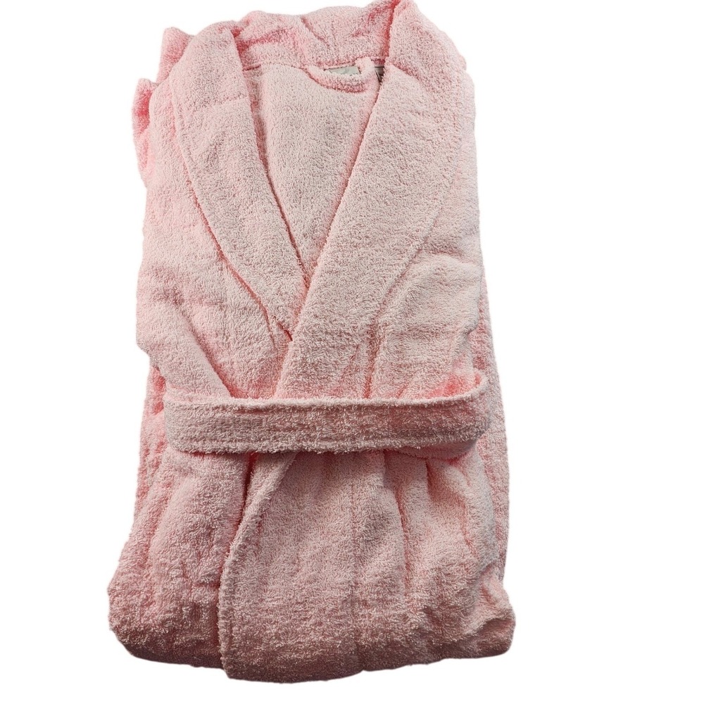 Roaman's Terry Cloth Bathrobes Womens 5X Pink Long Sleeve Tie Waist Shawl Collar
